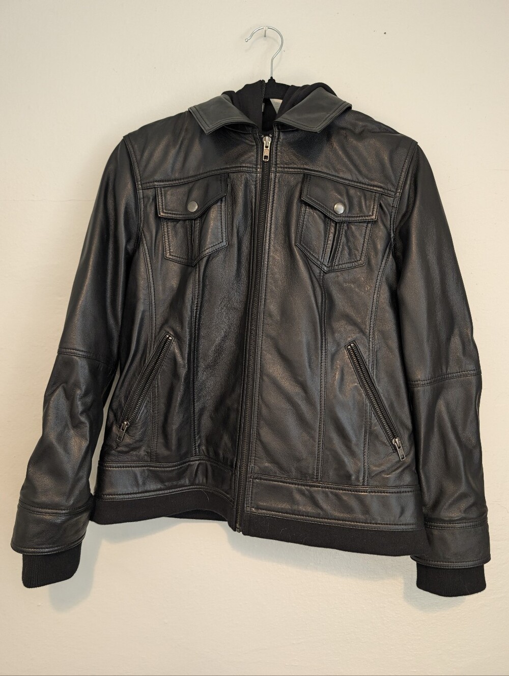 Quince 100% Leather Jacket With Hood